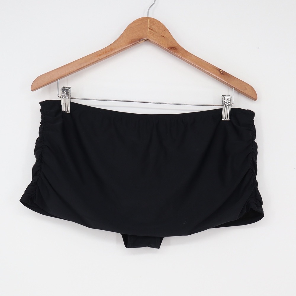 Daisy Fuentes Swim Bottom Womens 12 Skirted Ruched Black Solid Excellent